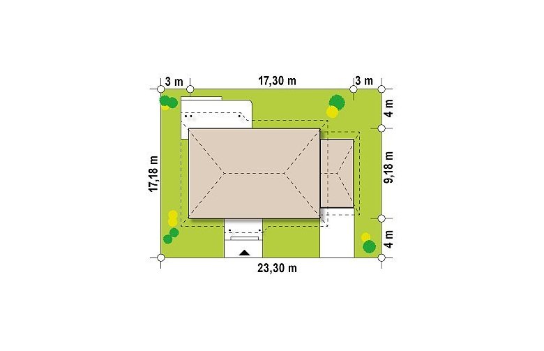 Projekt domu parterowego Z69 L GP - Usytuowanie