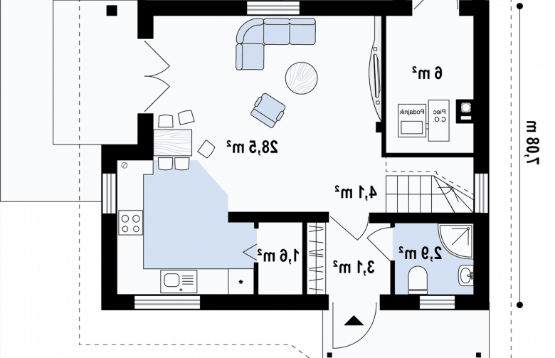 Projekt domu z poddaszem Z71 eg - rzut parteru