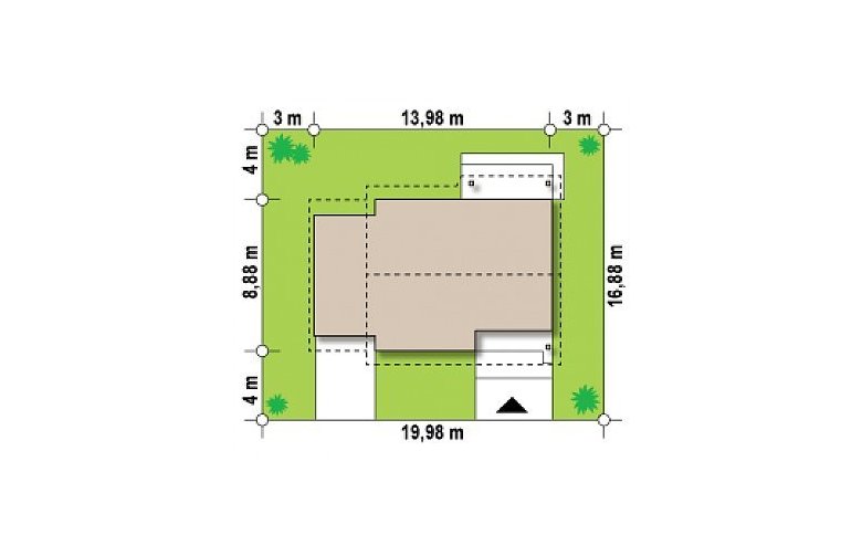 Projekt domu parterowego Z78 GL - Usytuowanie