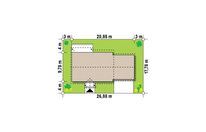 Projekt domu parterowego Z91 L GP2 - Usytuowanie