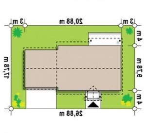 Usytuowanie budynku Z91 L GP2 w wersji lustrzanej