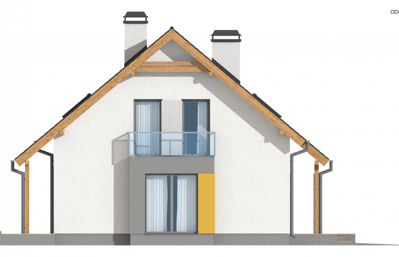 Projekt domu z poddaszem Z92 GL - elewacja 2