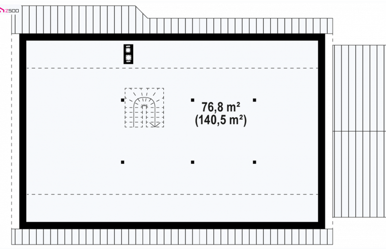 Projekt domu parterowego Z98 L GP - rzut poddasza