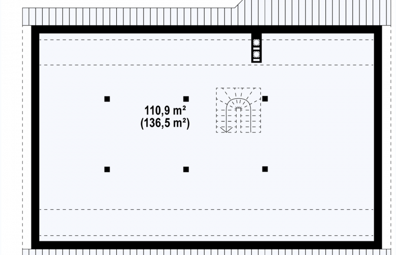 Projekt domu parterowego Z98 h+ - rzut poddasza