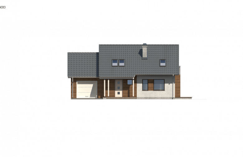 Projekt domu z poddaszem Z101 GL - elewacja 4