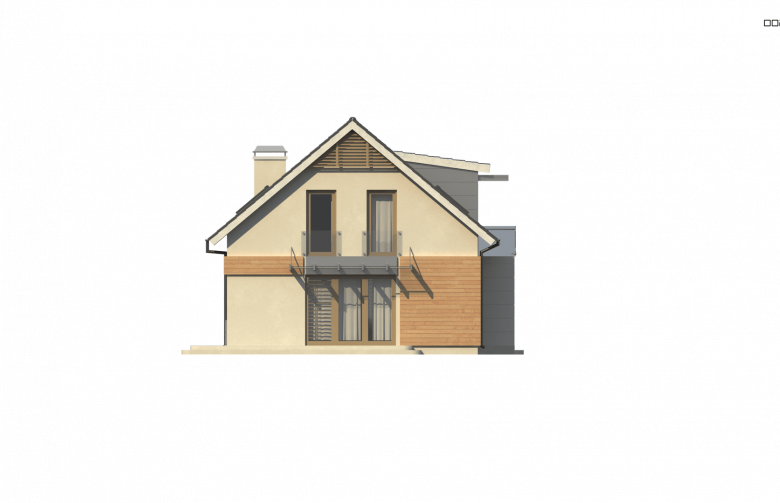 Projekt domu z poddaszem Z126 v2 - elewacja 3