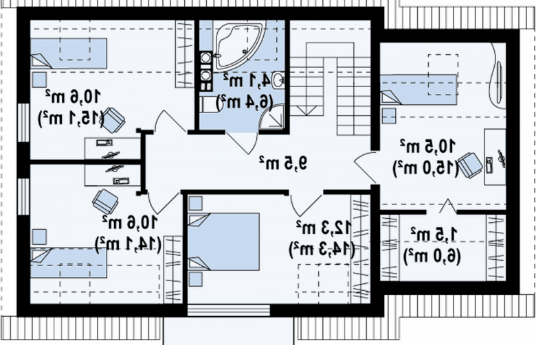 Projekt domu z poddaszem Z126 v2 - rzut poddasza