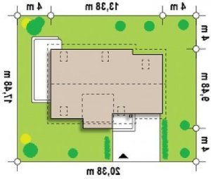 Usytuowanie budynku Z126 v2 w wersji lustrzanej