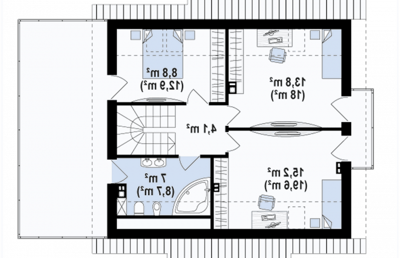 Projekt domu z poddaszem Z162 L GPt - rzut poddasza