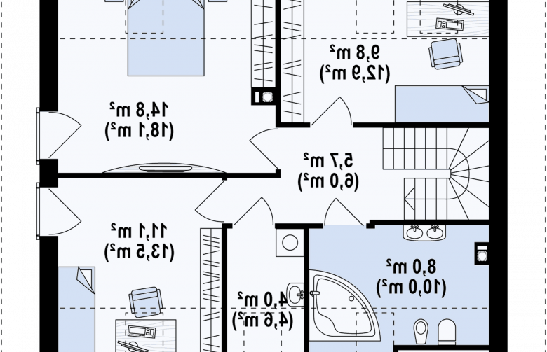 Projekt domu z poddaszem Z162 v3 - rzut poddasza