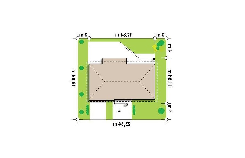 Projekt domu parterowego Z165 v2.0 - Usytuowanie - wersja lustrzana