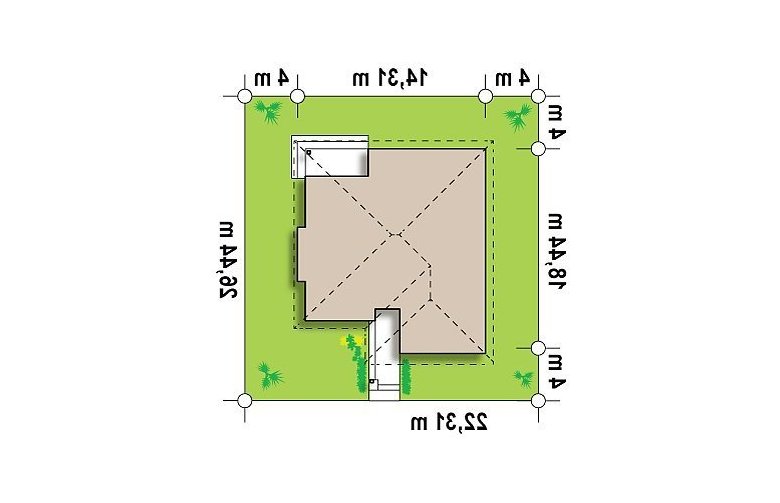 Projekt domu parterowego Z200 BG - Usytuowanie - wersja lustrzana