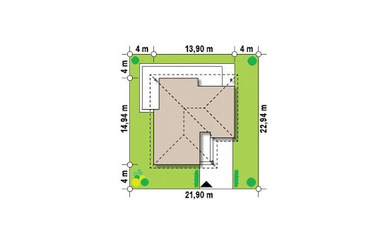 Projekt domu parterowego Z204 GP - Usytuowanie