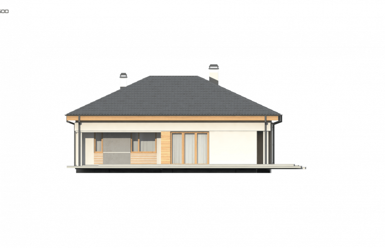 Projekt domu parterowego Z204 bG - elewacja 4