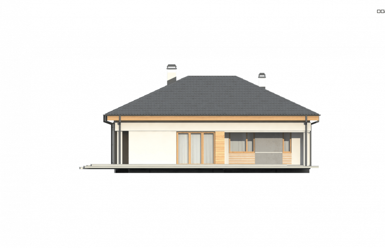 Projekt domu parterowego Z204 bG - elewacja 4