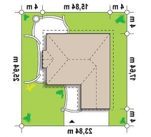 Usytuowanie budynku Z207 v2 w wersji lustrzanej