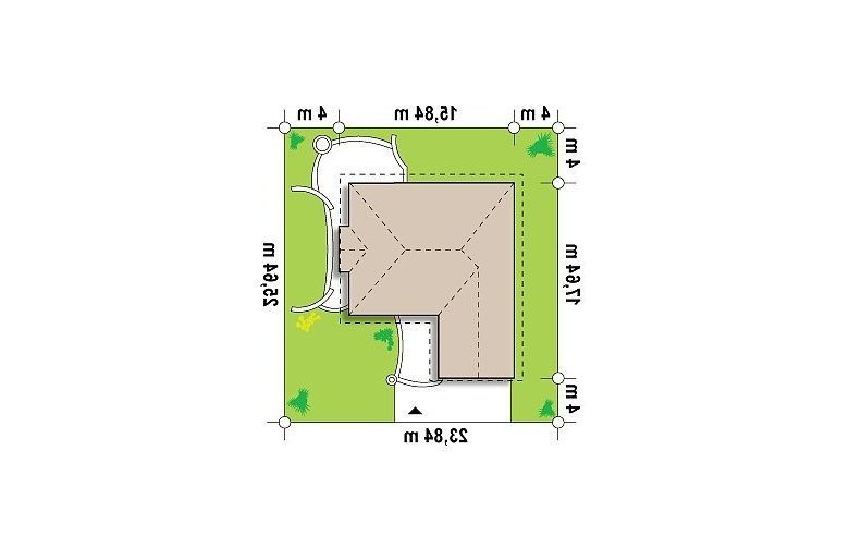 Projekt domu parterowego Z207 v2 - Usytuowanie - wersja lustrzana