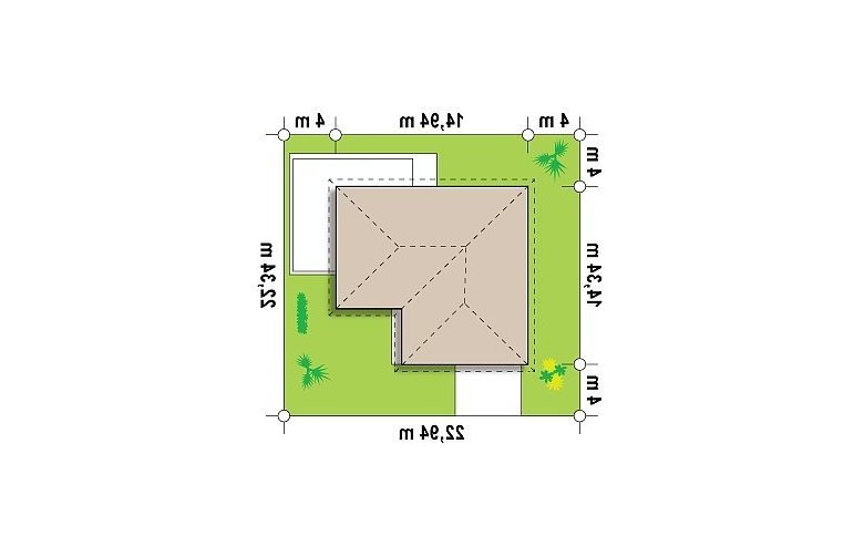 Projekt domu parterowego Z208 A - Usytuowanie - wersja lustrzana