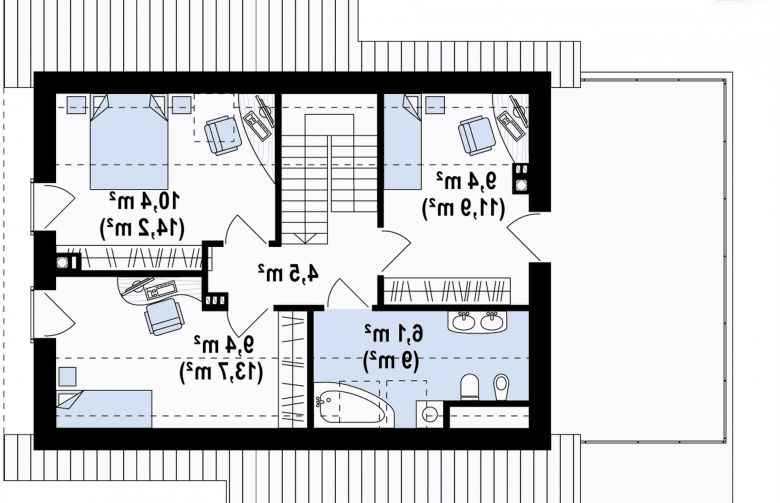 Projekt domu z poddaszem Z210 GLt - rzut poddasza