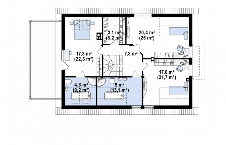 Projekt domu z poddaszem Z236 GL2 - rzut poddasza