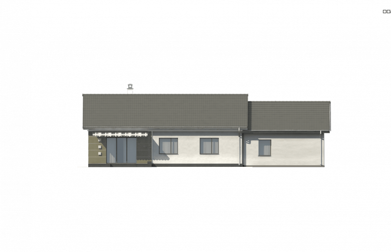 Projekt domu parterowego Z241 GP2 - elewacja 3