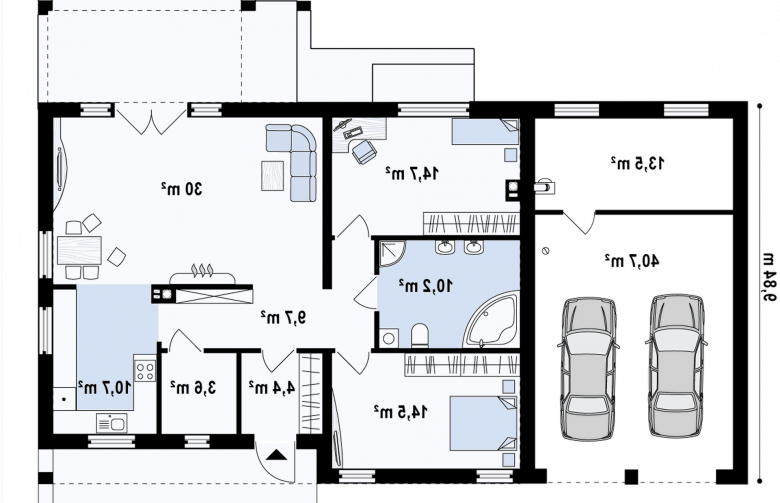 Projekt domu parterowego Z251 GL2 - rzut parteru