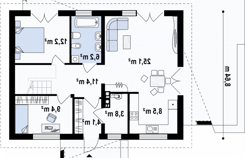 Projekt domu z poddaszem Z255 a - parteru