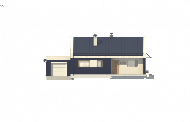 Projekt domu parterowego Z256 GL - elewacja 2