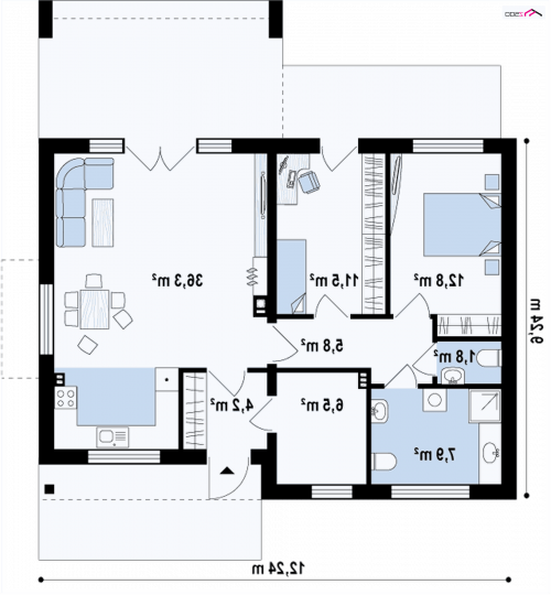 RZUT PARTERU Z256 pc - wersja lustrzana