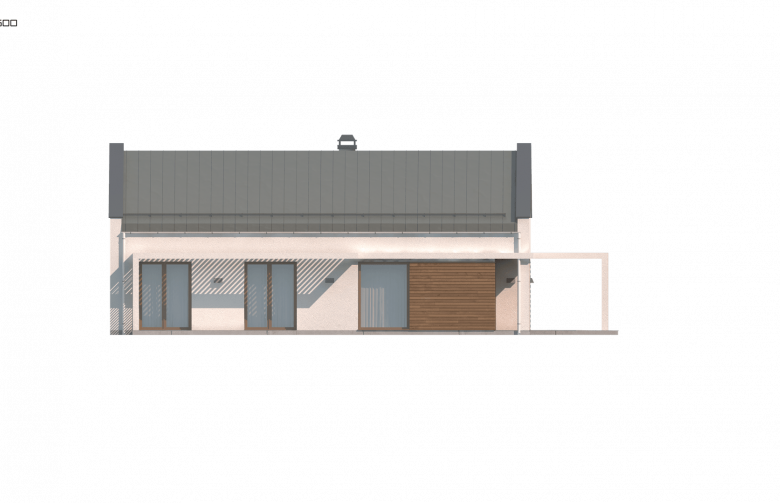 Projekt domu parterowego Z258 GP - elewacja 4