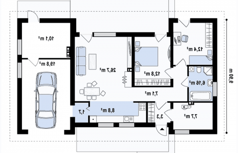 Projekt domu parterowego Z261 GP eg - rzut parteru