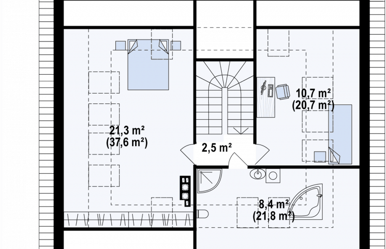 Projekt domu z poddaszem Z273 Ph+ st - rzut poddasza