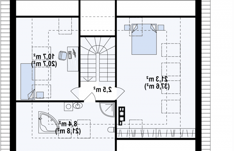 Projekt domu z poddaszem Z273 Ph+ st - rzut poddasza