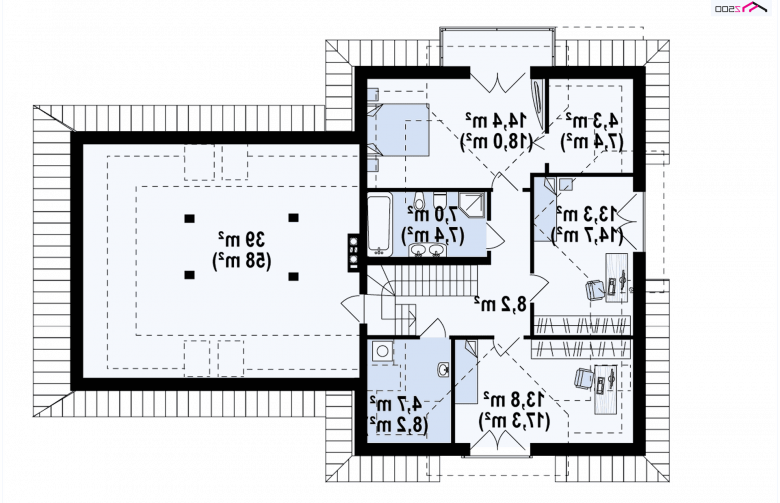 Projekt domu z poddaszem Z284 GP2 - rzut poddasza