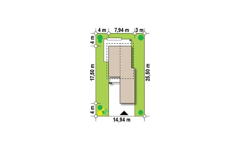 Projekt domu piętrowego Z297 GF - Usytuowanie