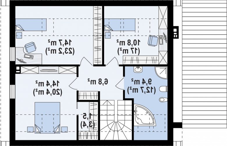 Projekt domu z poddaszem Z305 - rzut poddasza