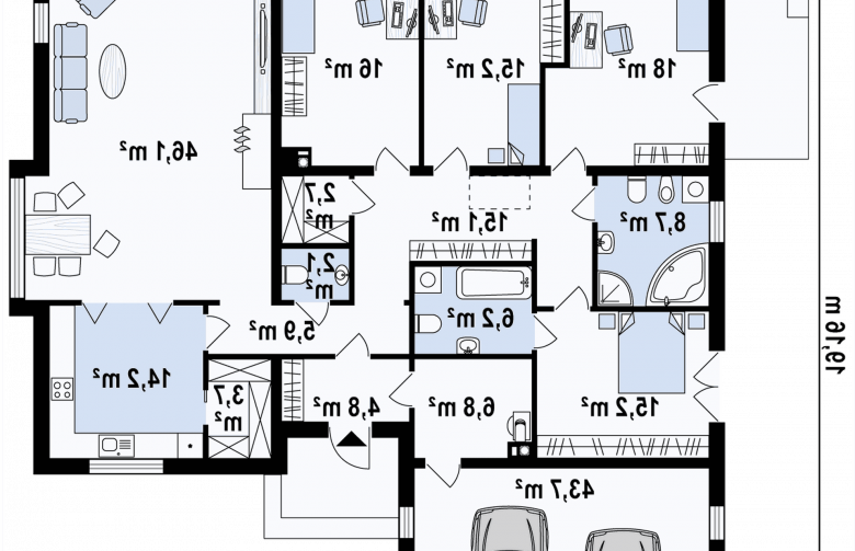 Projekt domu parterowego Z311 - rzut parteru