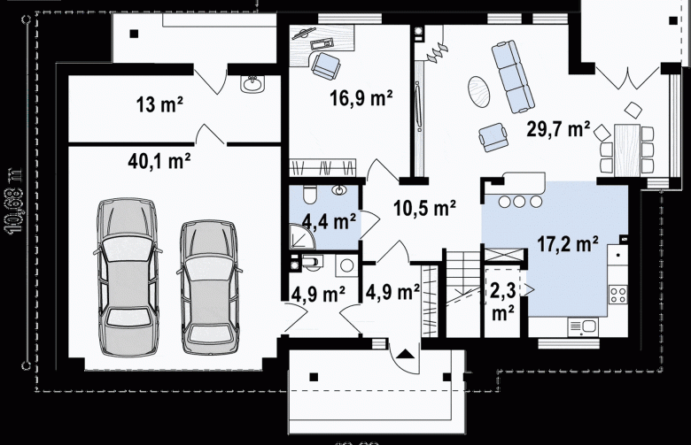 Projekt domu piętrowego Zx12 GL2 - rzut parteru