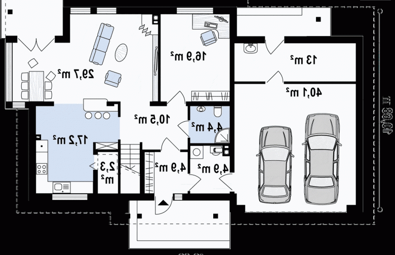 Projekt domu piętrowego Zx12 GL2 - rzut parteru