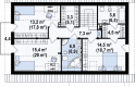 Projekt domu z poddaszem Zx38 v1 - rzut poddasza