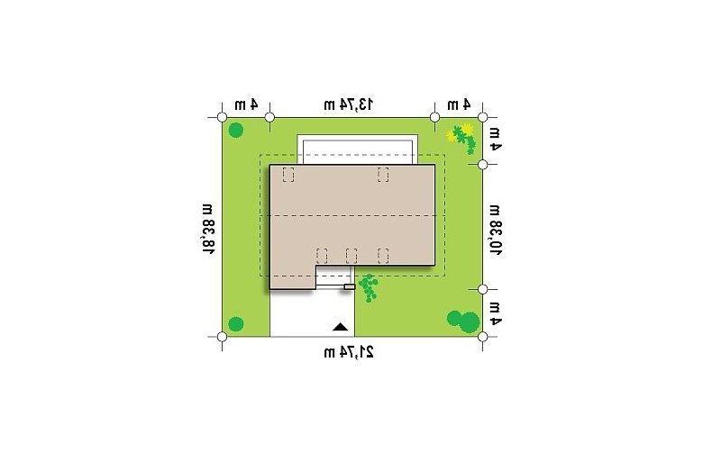 Projekt domu z poddaszem Zx38 v1 - Usytuowanie - wersja lustrzana