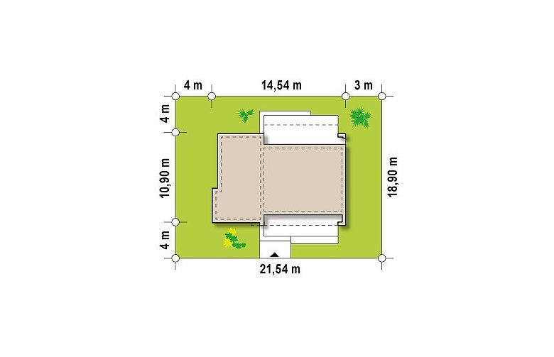 Projekt domu parterowego Zx53 + - Usytuowanie