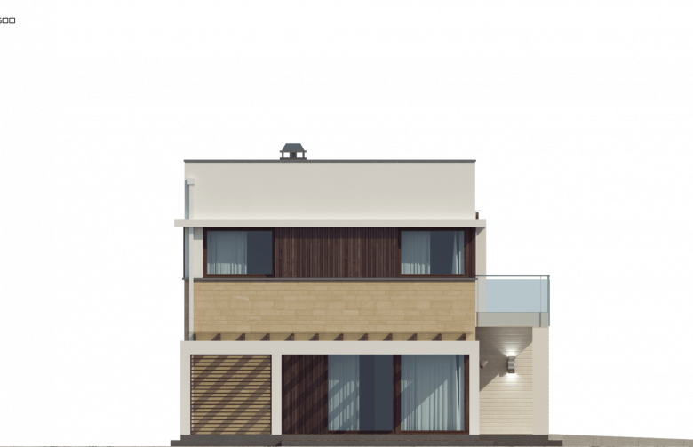 Projekt domu piętrowego Zx63 A - elewacja 2