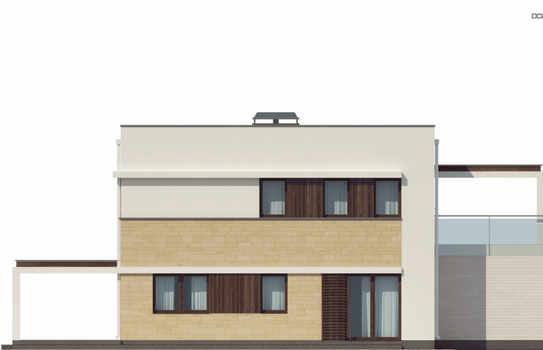 Projekt domu piętrowego Zx63 A - elewacja 1