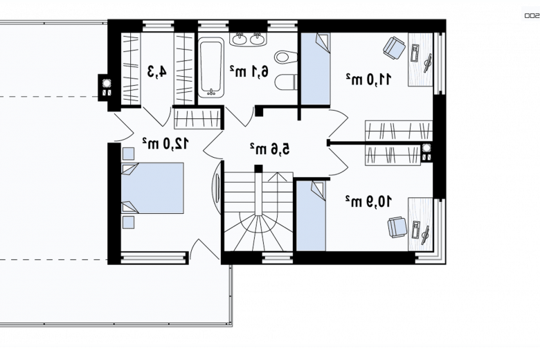 Projekt domu piętrowego Zx63 A - rzut poddasza