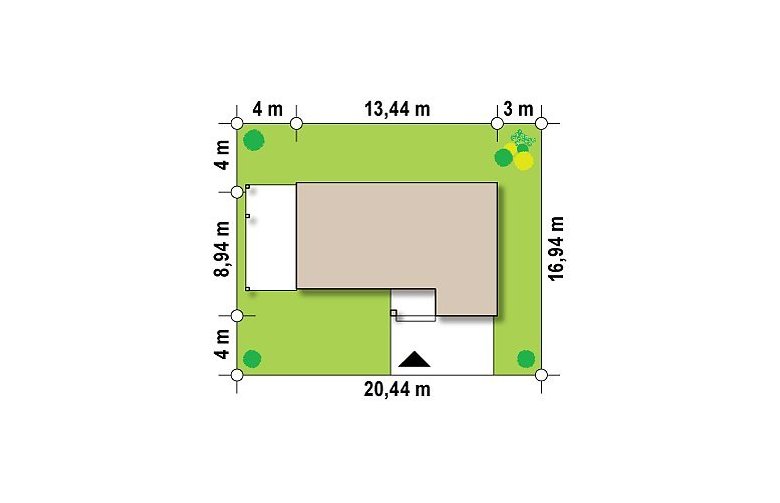 Projekt domu piętrowego Zx63 A - Usytuowanie