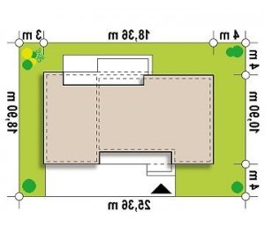 Usytuowanie budynku Zx102 GP w wersji lustrzanej