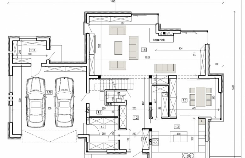 Projekt domu szkieletowego AN 001 - rzut parteru