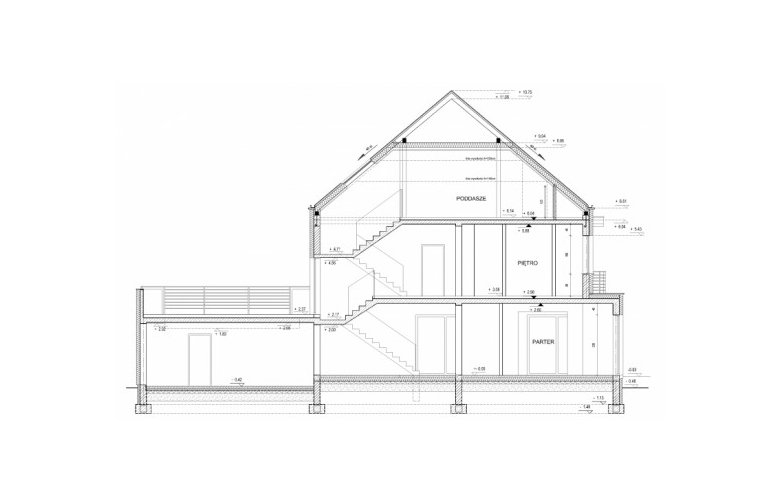 Projekt domu szkieletowego AN 001 - przekrój 1