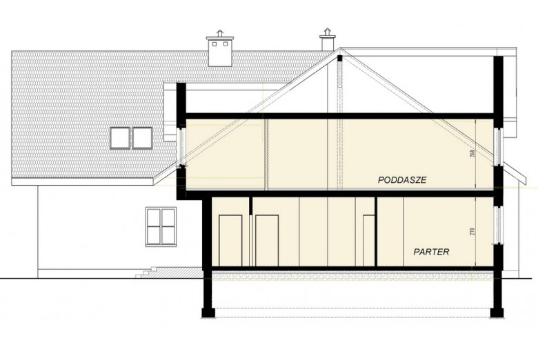 Projekt domu bliźniaczego Bliźniak 2 - przekrój 1
